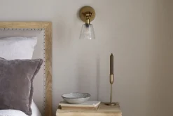 Davika Ribbed Glass Task Wall Lamp - Clear & Antique Brass