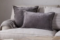 Dhara Velvet Cushion Cover - Charcoal