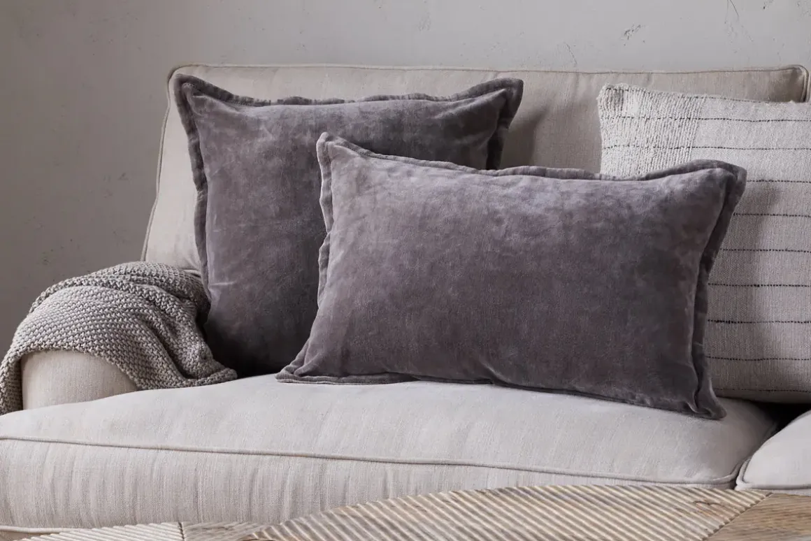 Dhara Velvet Cushion Cover - Charcoal