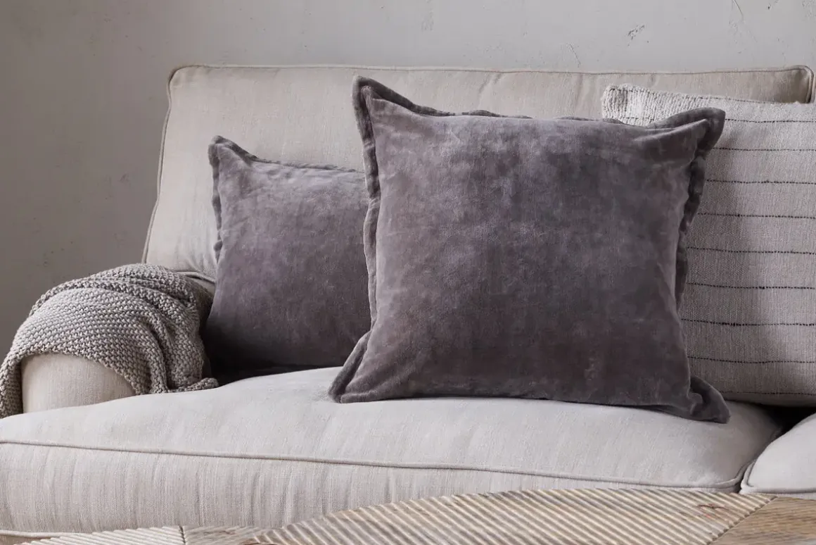 Dhara Velvet Cushion Cover - Charcoal
