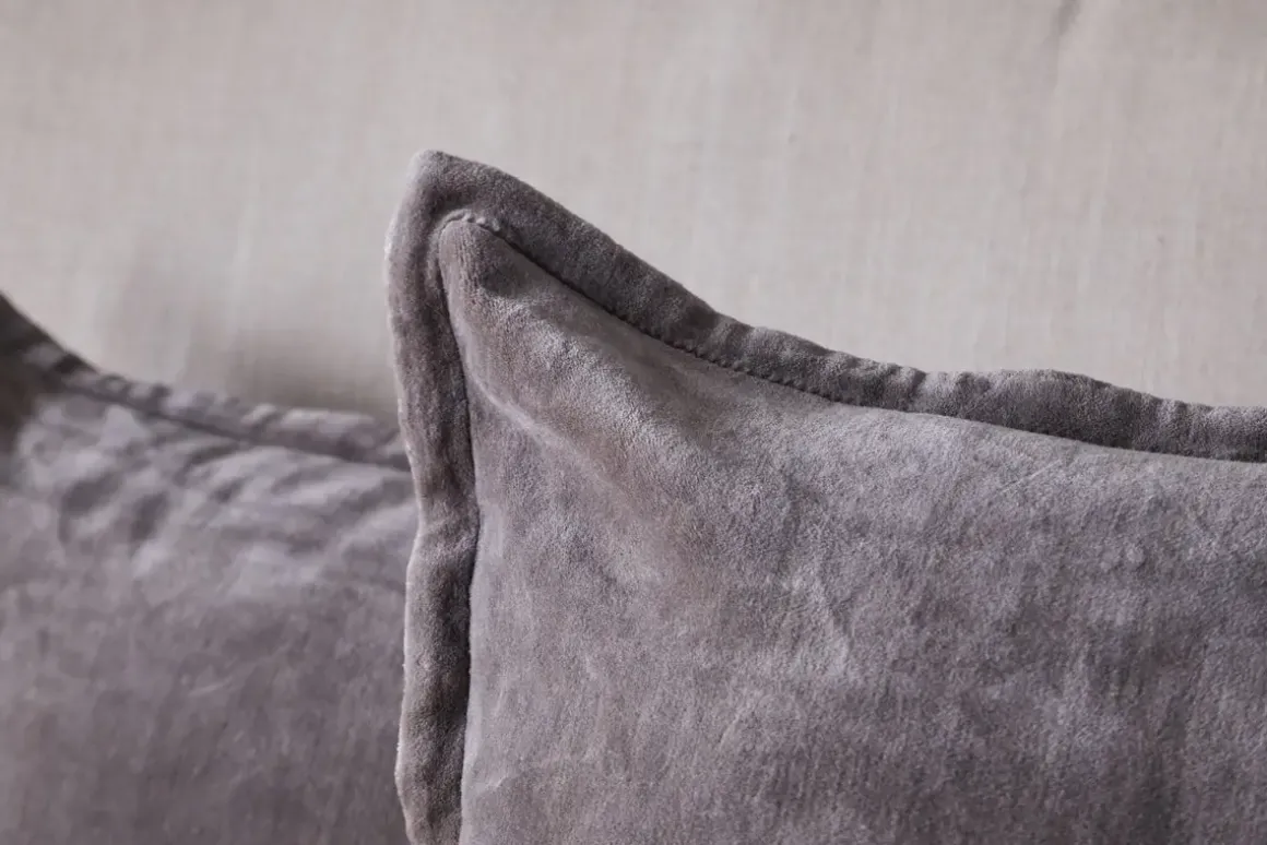 Dhara Velvet Cushion Cover - Charcoal