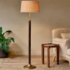 Digha Wood & Metal Floor Lamp - Dark Stain & Antique Brass