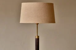 Digha Wood & Metal Floor Lamp - Dark Stain & Antique Brass