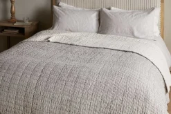 Dipti Cotton & Linen Block Print Bed Quilt - Charcoal