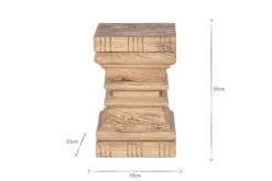 Disha Carved Mango Wood Side Table - Natural