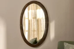 Drishti Oval Iron Mirror - Antique Black - Small