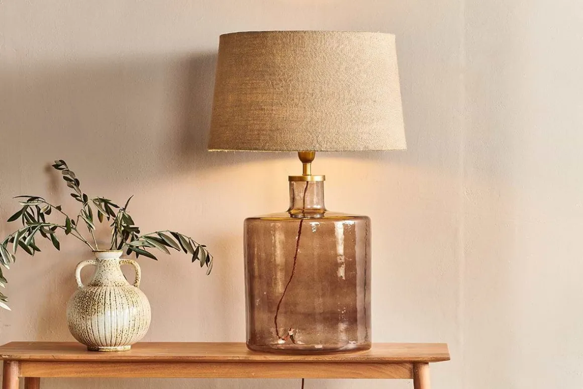 Edina Recycled Glass Table Lamp - Smoke Brown - Large