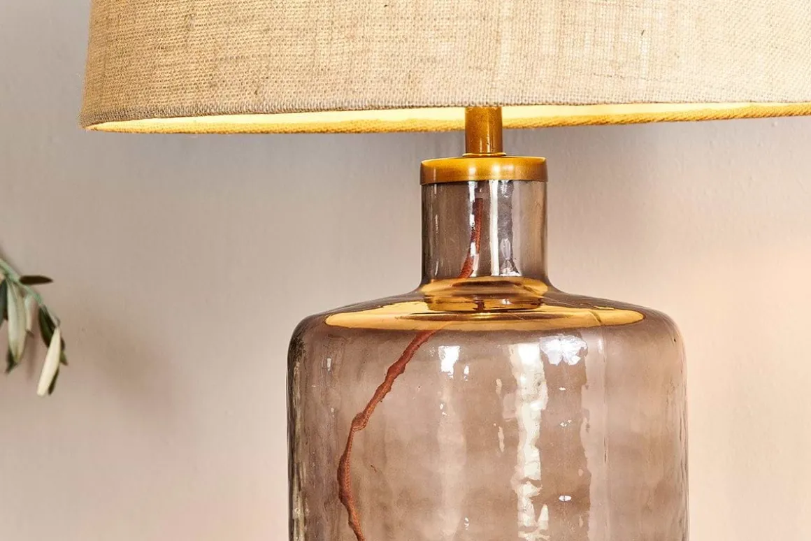 Edina Recycled Glass Table Lamp - Smoke Brown - Large