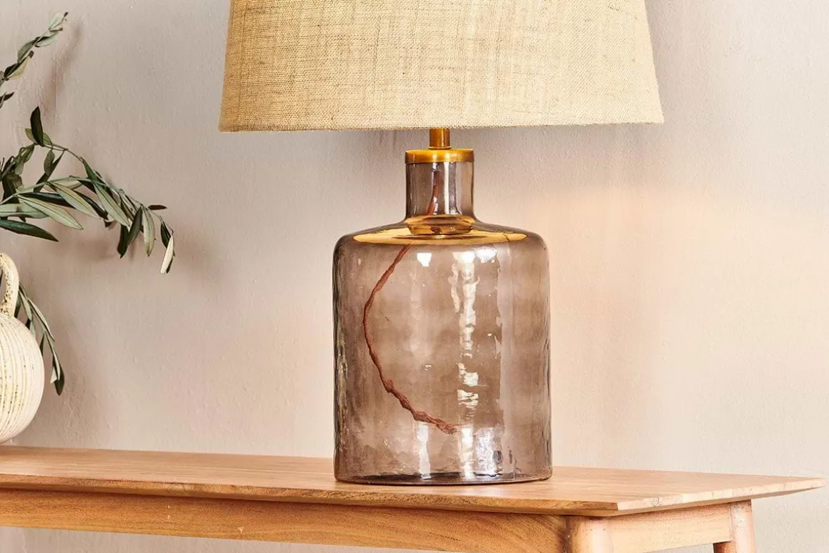 Edina Recycled Glass Table Lamp - Smoke Brown - Large
