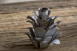 Elagalu Pine Cone Candle Holders - Zinc (Set of 2)