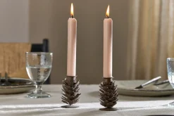 Elagalu Pine Cone Candle Stick - Rust (Set of 2)