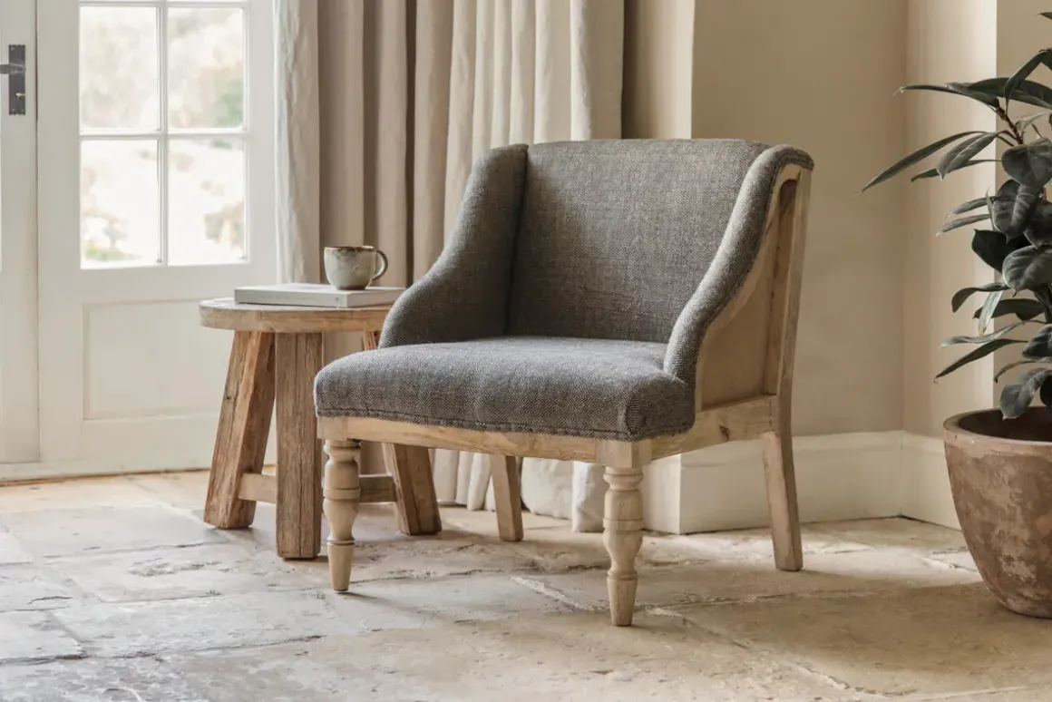 Elbu Deconstructed Jacquard Weave Armchair - Charcoal