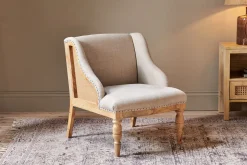 Elbu Deconstructed Linen Armchair - Stone