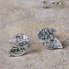 Elina Double Leaf Earrings - Silver