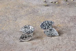 Elina Double Leaf Earrings - Silver