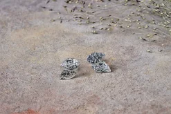 Elina Double Leaf Earrings - Silver