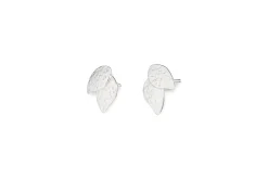 Elina Double Leaf Earrings - Silver