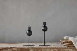 Endo Recycled Iron Candle Holder - Black (Set of 2)