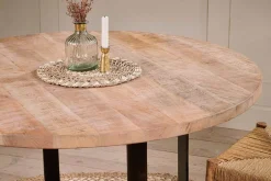 Fia Mango Wood Round Dining Table