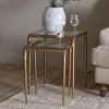 Gilasi Cast Metal & Glass Nesting Side Tables - Antique Brass (Set of 2)