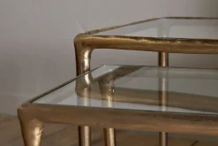 Gilasi Cast Metal & Glass Nesting Side Tables - Antique Brass (Set of 2)