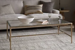 Gilasi Cast Metal & Glass Coffee Table - Antique Brass