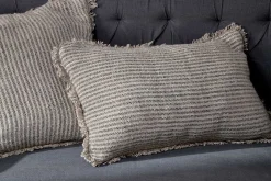 Gili Linen Cushion Cover - Dark Green & Natural