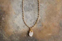 Hadari Rose Quartz Necklace - Gold