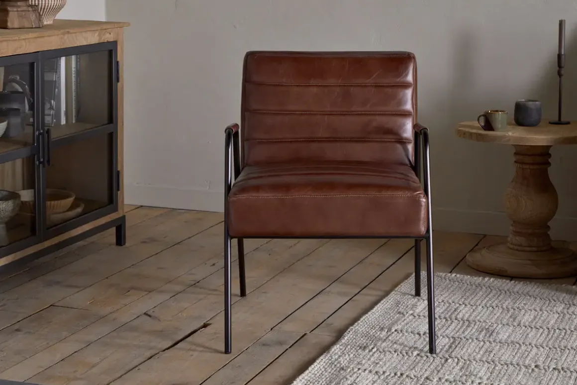 Hadithi Leather Occasional Chair - Chocolate Brown
