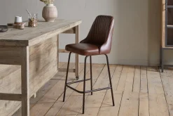 Harsha Leather Counter Chair - Chocolate Brown
