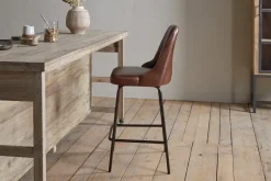 Harsha Leather Counter Chair - Chocolate Brown