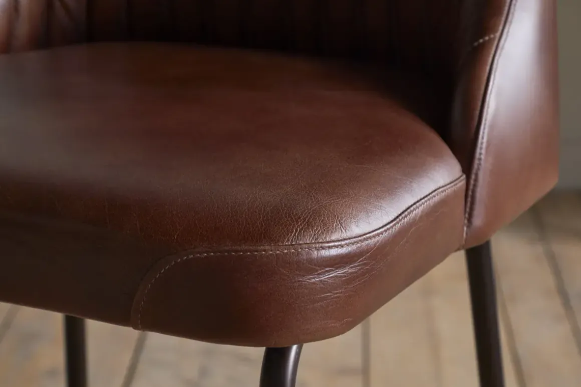 Harsha Leather Counter Chair - Chocolate Brown