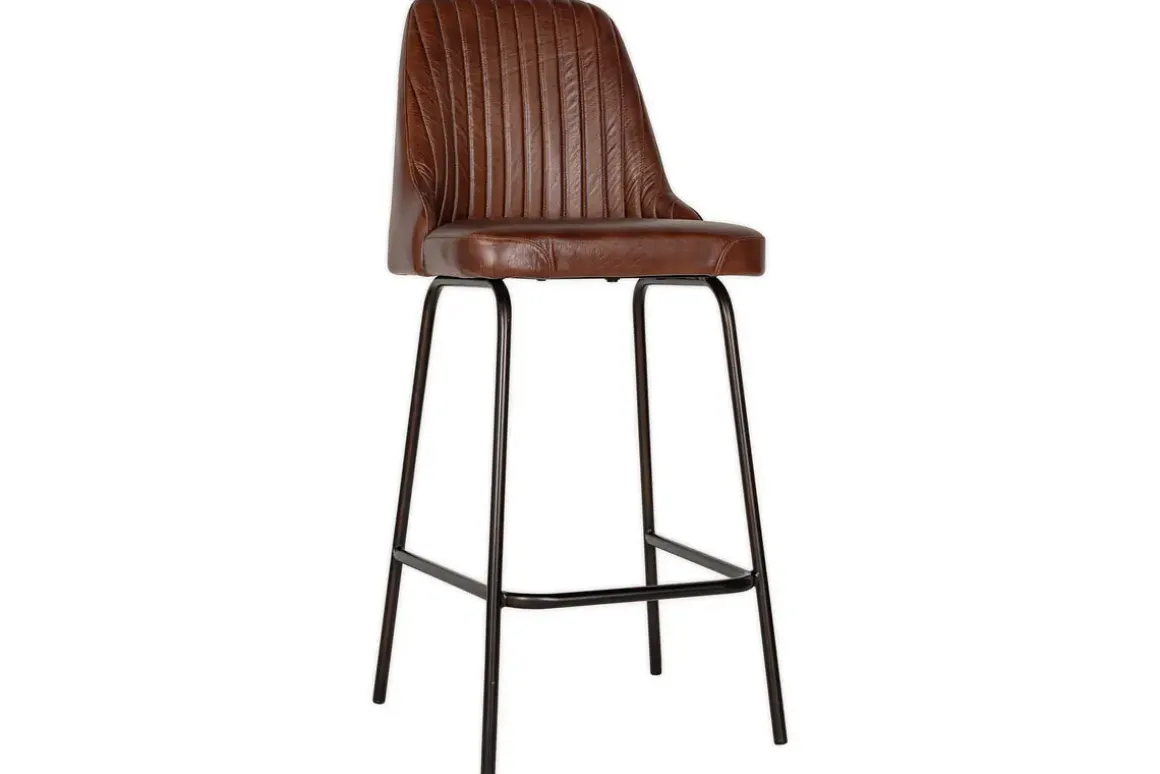 Harsha Leather Counter Chair - Chocolate Brown