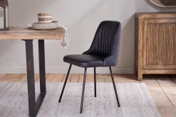 Harsha Leather Dining Chair - Aged Black