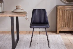 Harsha Leather Dining Chair - Aged Black
