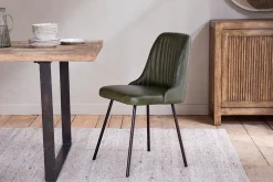 Harsha Leather Dining Chair - Rich Green