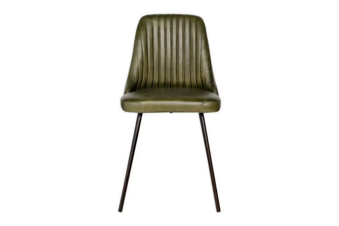 Harsha Leather Dining Chair - Rich Green