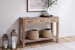 Ibo Reclaimed Wood 3 Drawer Console Table - Natural