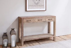 Ibo Reclaimed Wood 3 Drawer Console Table - Natural