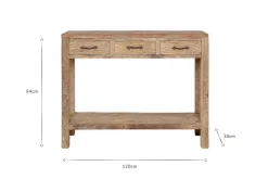 Ibo Reclaimed Wood 3 Drawer Console Table - Natural