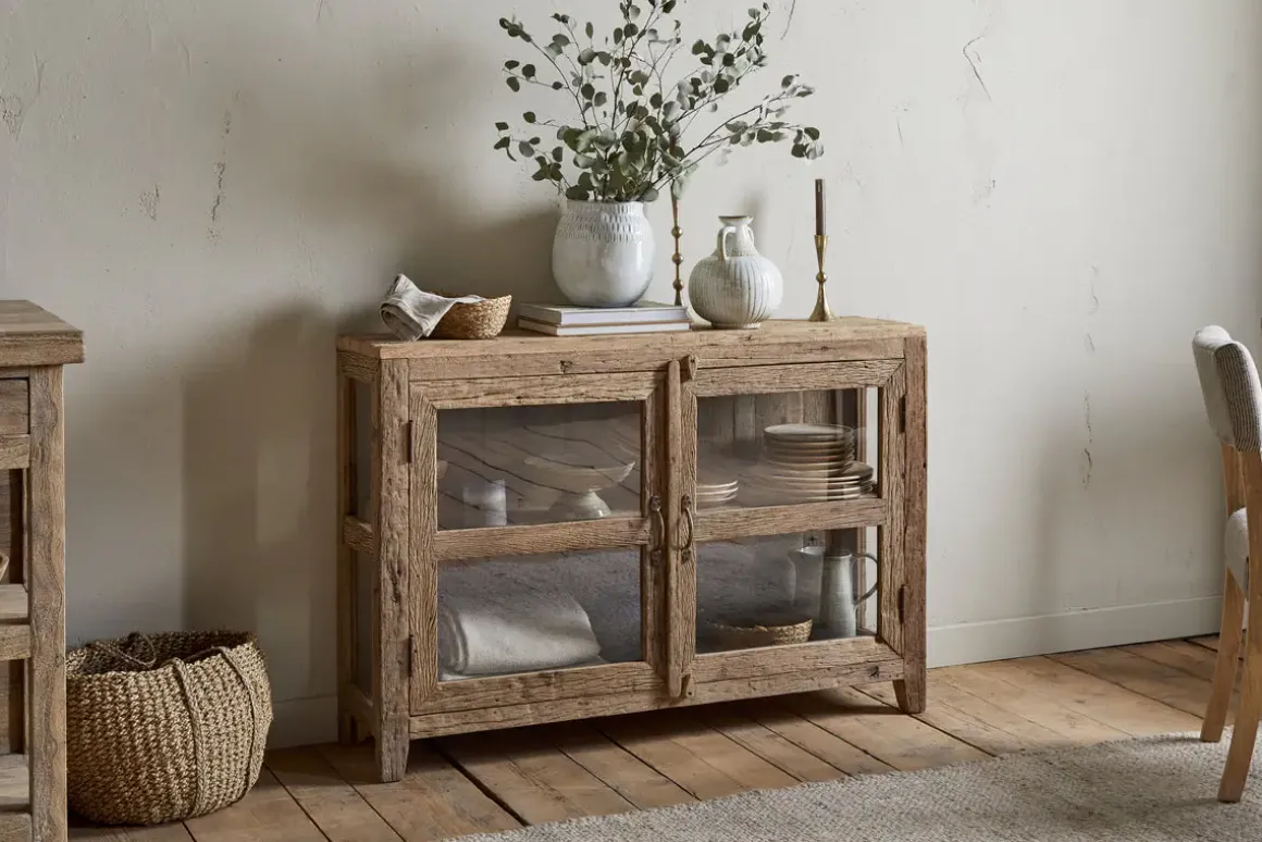 Ibo Reclaimed Wood & Glass Sideboard - Natural