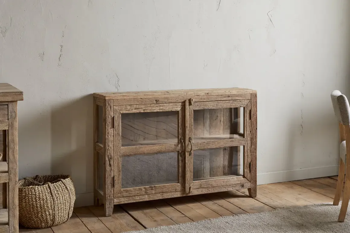 Ibo Reclaimed Wood & Glass Sideboard - Natural