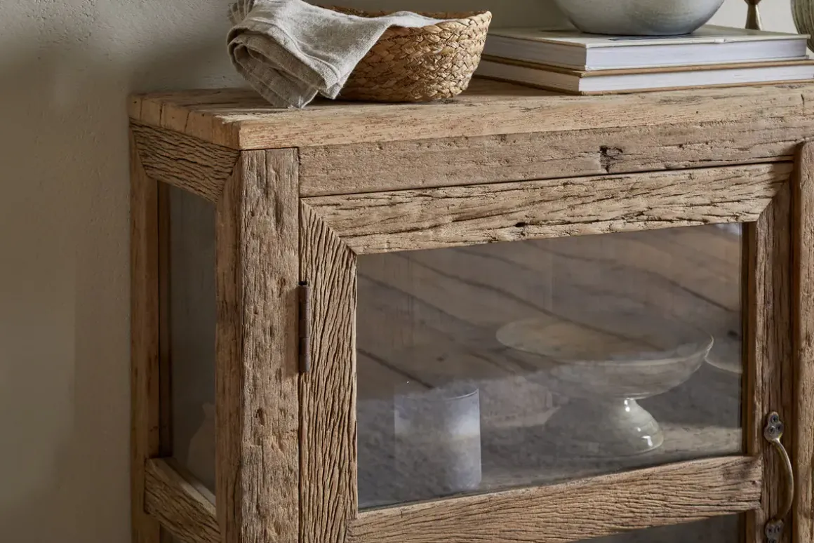 Ibo Reclaimed Wood & Glass Sideboard - Natural