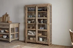 Ibo Reclaimed Wood & Glass Cabinet - Natural - Wide