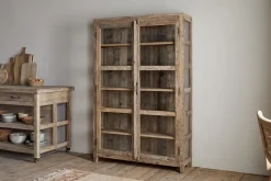 Ibo Reclaimed Wood & Glass Cabinet - Natural - Wide