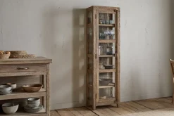Ibo Reclaimed Wood & Glass Cabinet - Natural - Tall