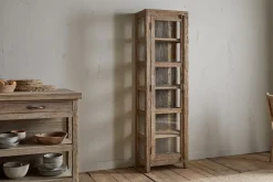 Ibo Reclaimed Wood & Glass Cabinet - Natural - Tall