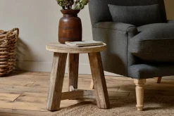 Ibo Reclaimed Wood Round Side Table - Natural