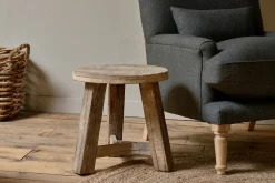 Ibo Reclaimed Wood Round Side Table - Natural