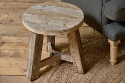 Ibo Reclaimed Wood Round Side Table - Natural